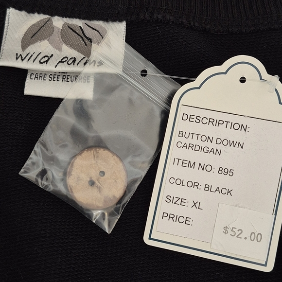 Wild Palms Black 100% Cotton Button-Down Cardigan - Size XL - Picture 9 of 11
